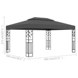 Gazebo with Double Roof 3x4m Anthracite - Rear View