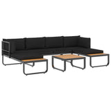 4 Piece Garden Corner Sofa Set with Cushions Aluminium and WPC - Front View