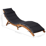 Sun Lounger with Cushion Solid Acacia Wood Dark Grey - Extra Image