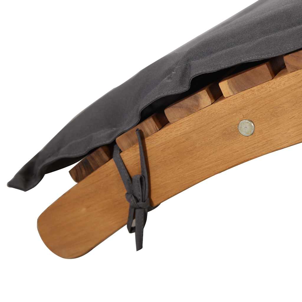 Sun Lounger with Cushion Solid Acacia Wood Dark Grey