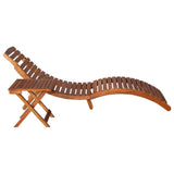 Sunlounger with Table Solid Acacia Wood Brown - Side View