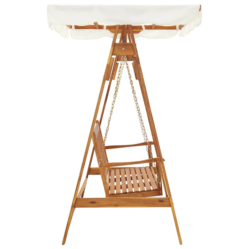 Garden Swing Bench with Canopy Solid Acacia Wood
