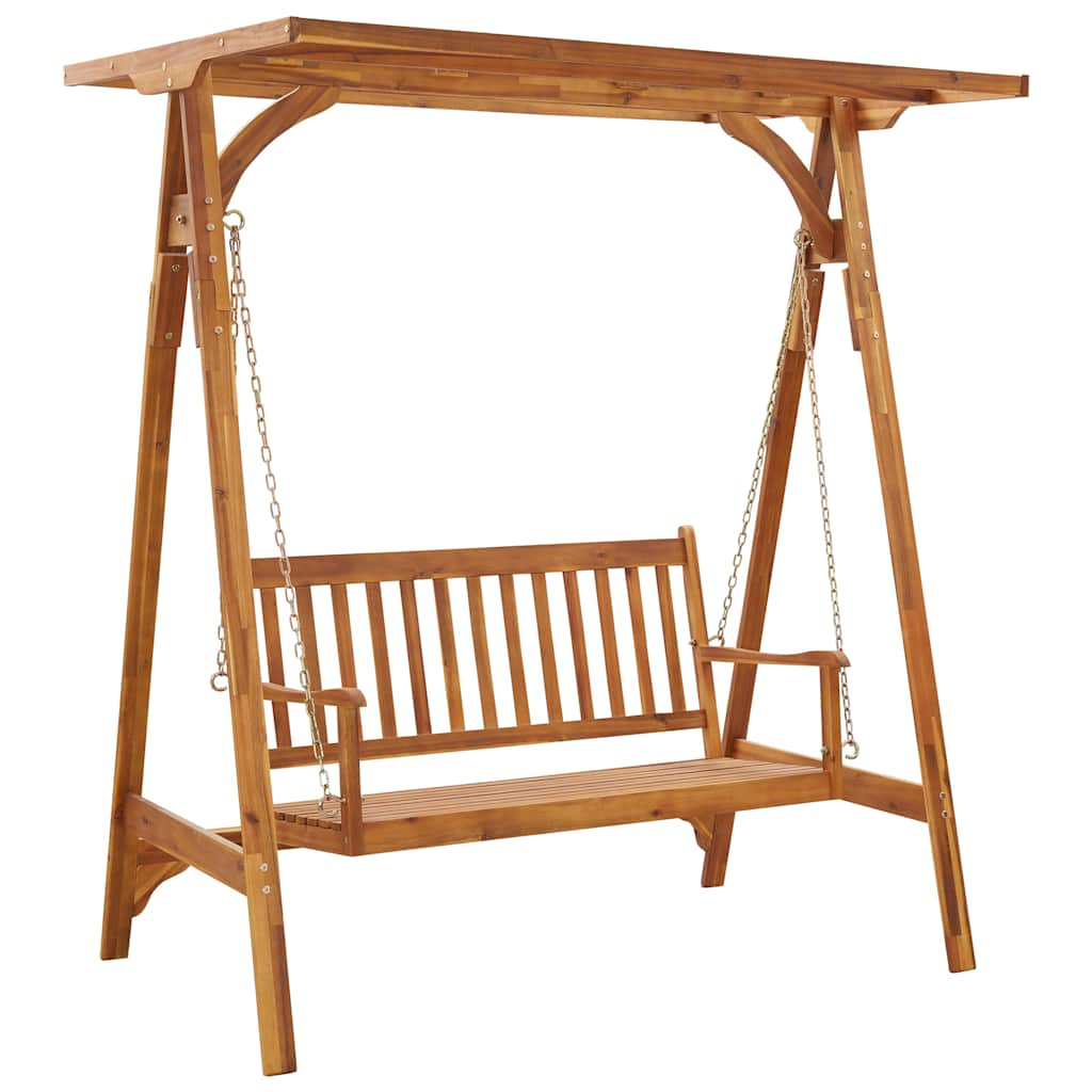 Garden Swing Bench with Canopy Solid Acacia Wood