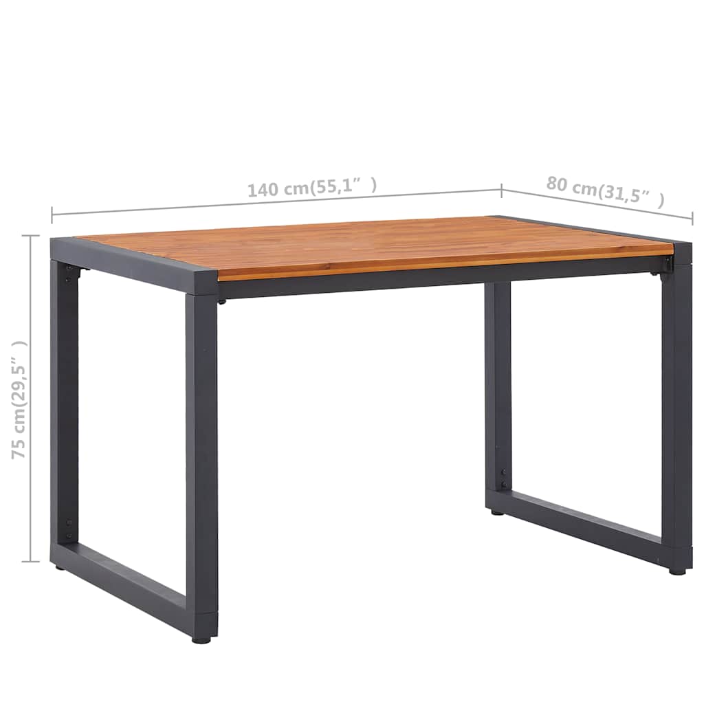 Garden Table with U-shaped Legs 140x80x75 cm Solid Acacia Wood