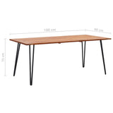 Garden Table with Hairpin Legs 180x90x75 cm Solid Acacia Wood - Rear View