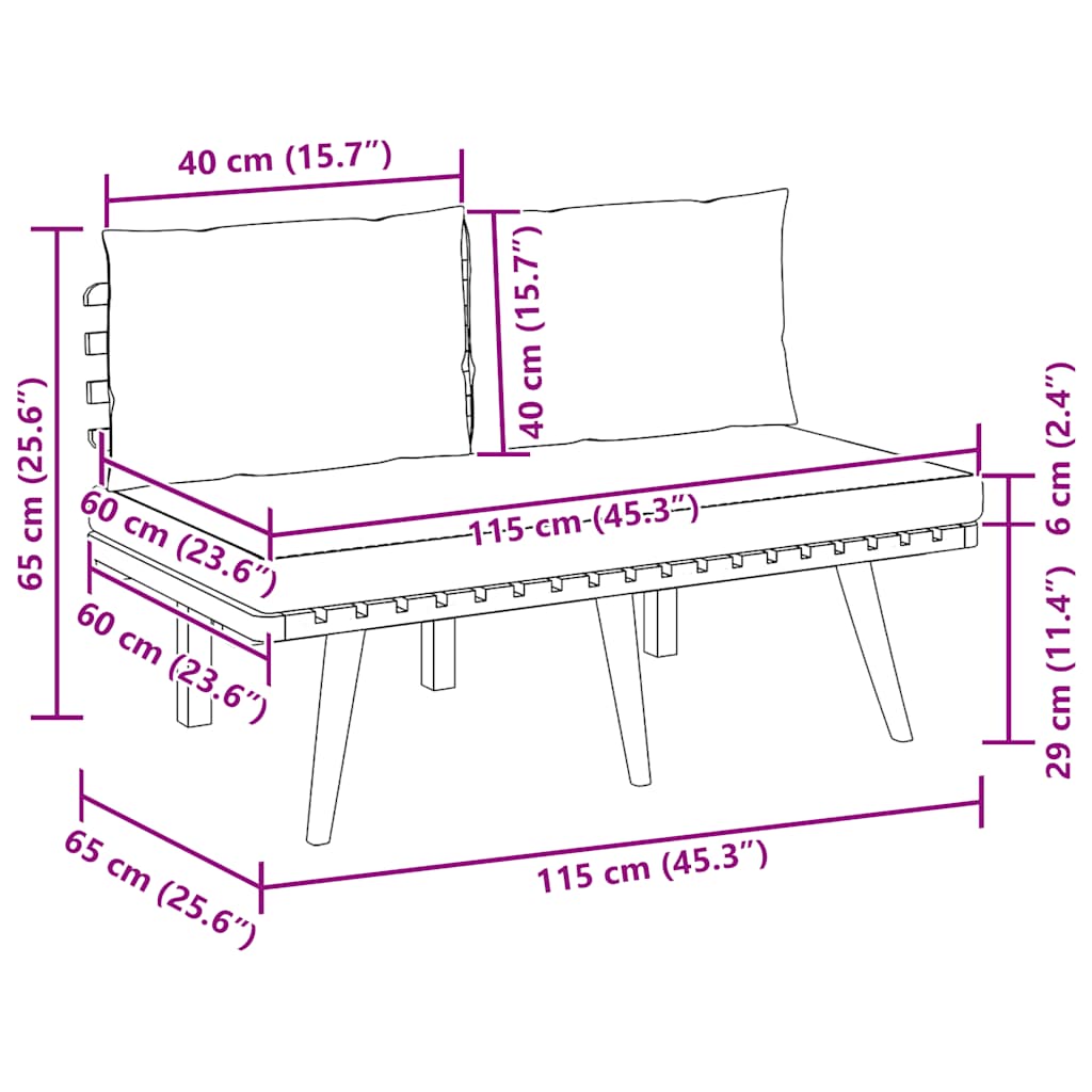 Garden Bench with Cushions 115 cm Solid Acacia Wood