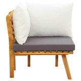 Garden Corner Sofa with Cushions Solid Acacia Wood - 45-Degree Angle