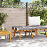 Garden Footstool with Cushion 60x60x29 cm Solid Acacia Wood - Side View