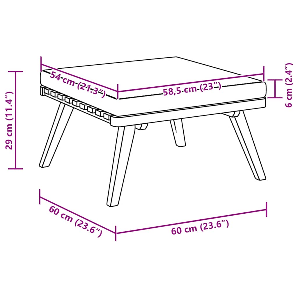 Garden Footstool with Cushion 60x60x29 cm Solid Acacia Wood