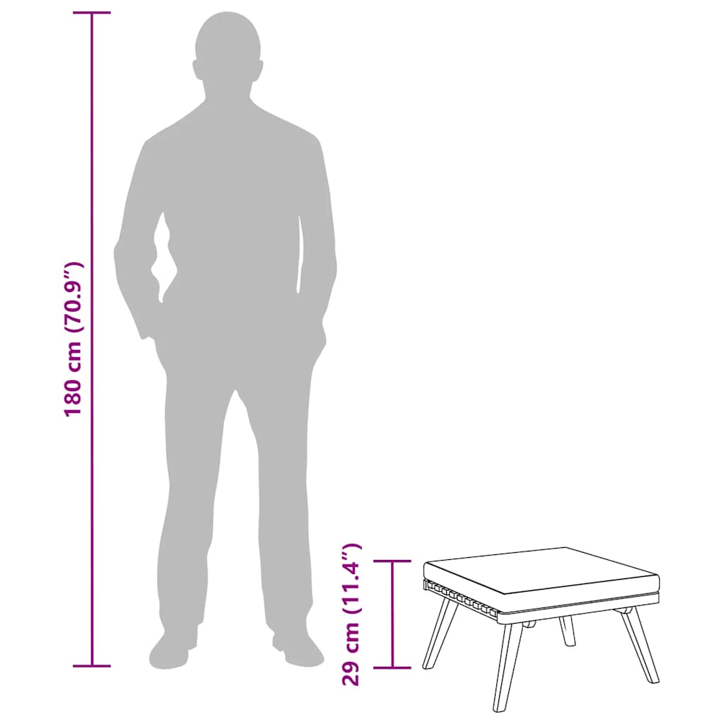 Garden Footstool with Cushion 60x60x29 cm Solid Acacia Wood