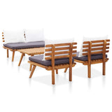4 Piece Garden Lounge Set with Cushions Solid Acacia Wood - 45-Degree Angle