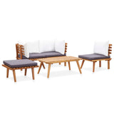 5 Piece Garden Lounge Set Solid Acacia Wood - Front View