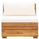 8 Piece Garden Lounge Set with Cushions Acacia Wood Cream White