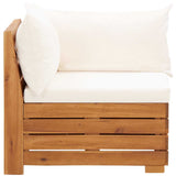 8 Piece Garden Lounge Set with Cushions Acacia Wood Cream White