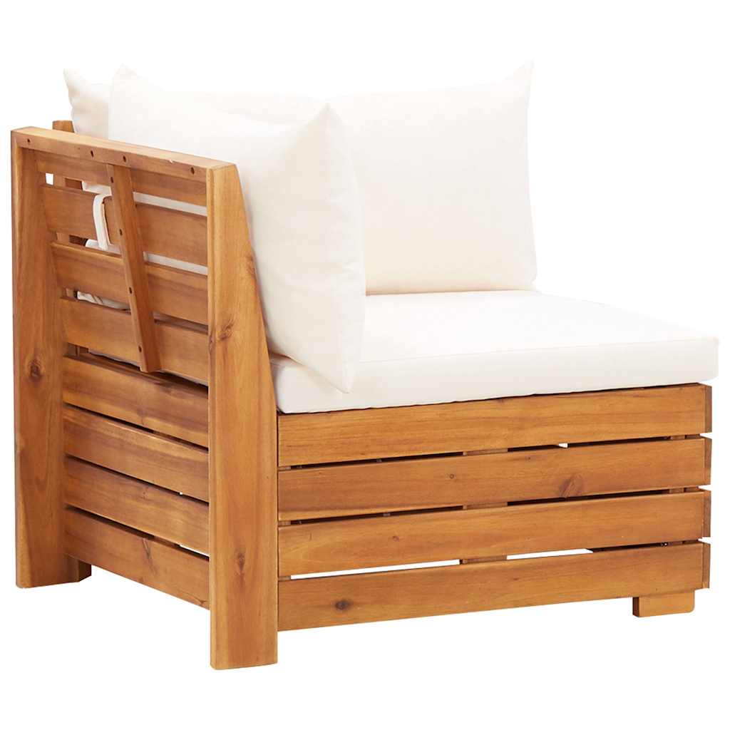 8 Piece Garden Lounge Set with Cushions Acacia Wood Cream White