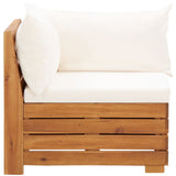 5 Piece Garden Lounge Set with Cushions Acacia Wood Cream White - 45-Degree Angle