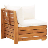 5 Piece Garden Lounge Set with Cushions Acacia Wood Cream White - Rear View