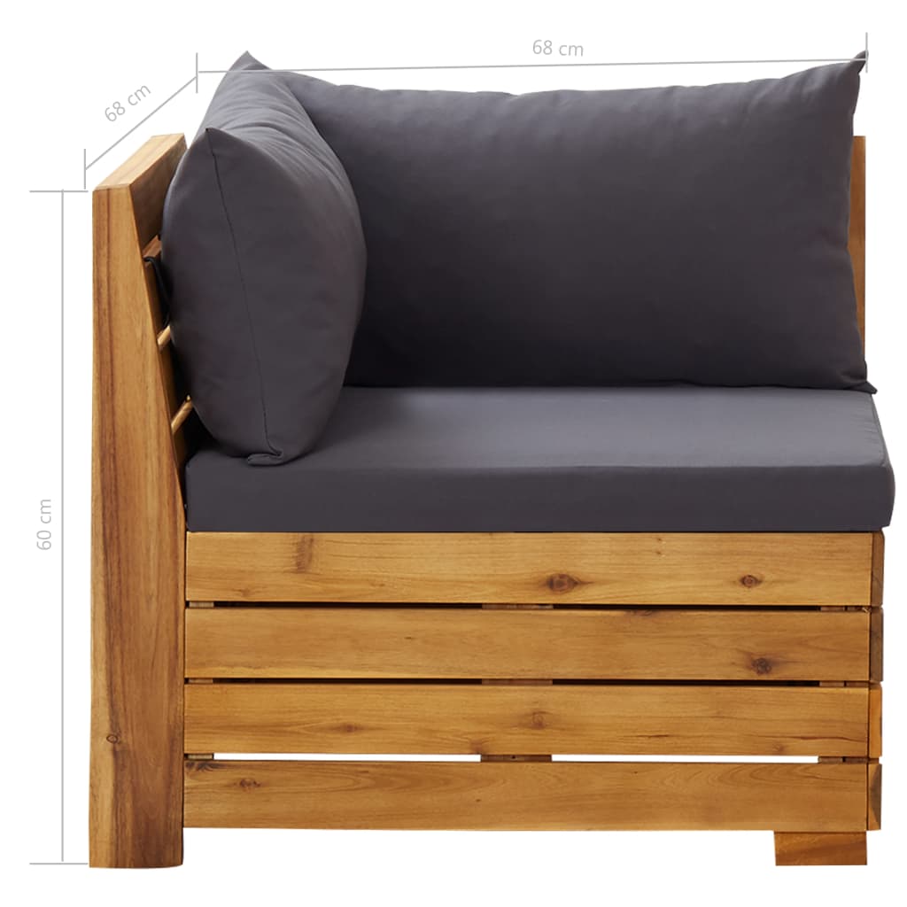 5 Piece Garden Lounge Set with Cushions Acacia Wood Dark Grey