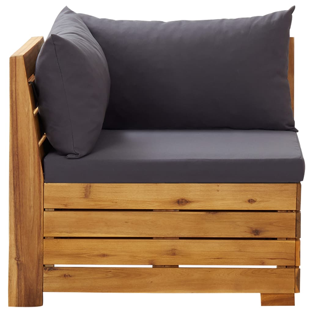 5 Piece Garden Lounge Set with Cushions Acacia Wood Dark Grey
