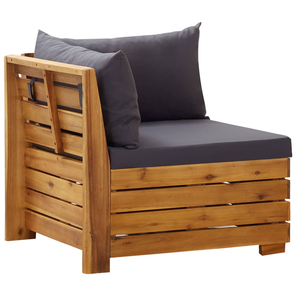 5 Piece Garden Lounge Set with Cushions Acacia Wood Dark Grey