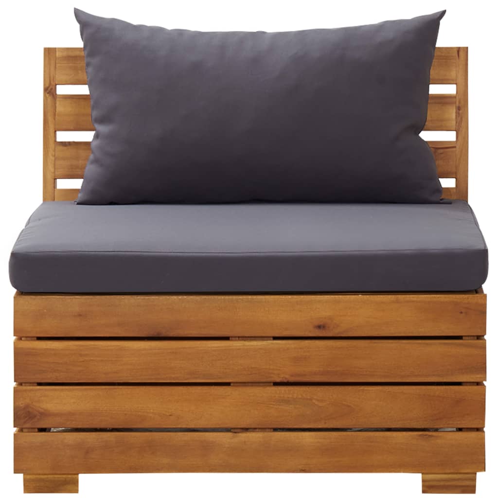 5 Piece Garden Lounge Set with Cushions Acacia Wood Dark Grey