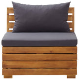 5 Piece Garden Lounge Set with Cushions Acacia Wood Dark Grey - 45-Degree Angle