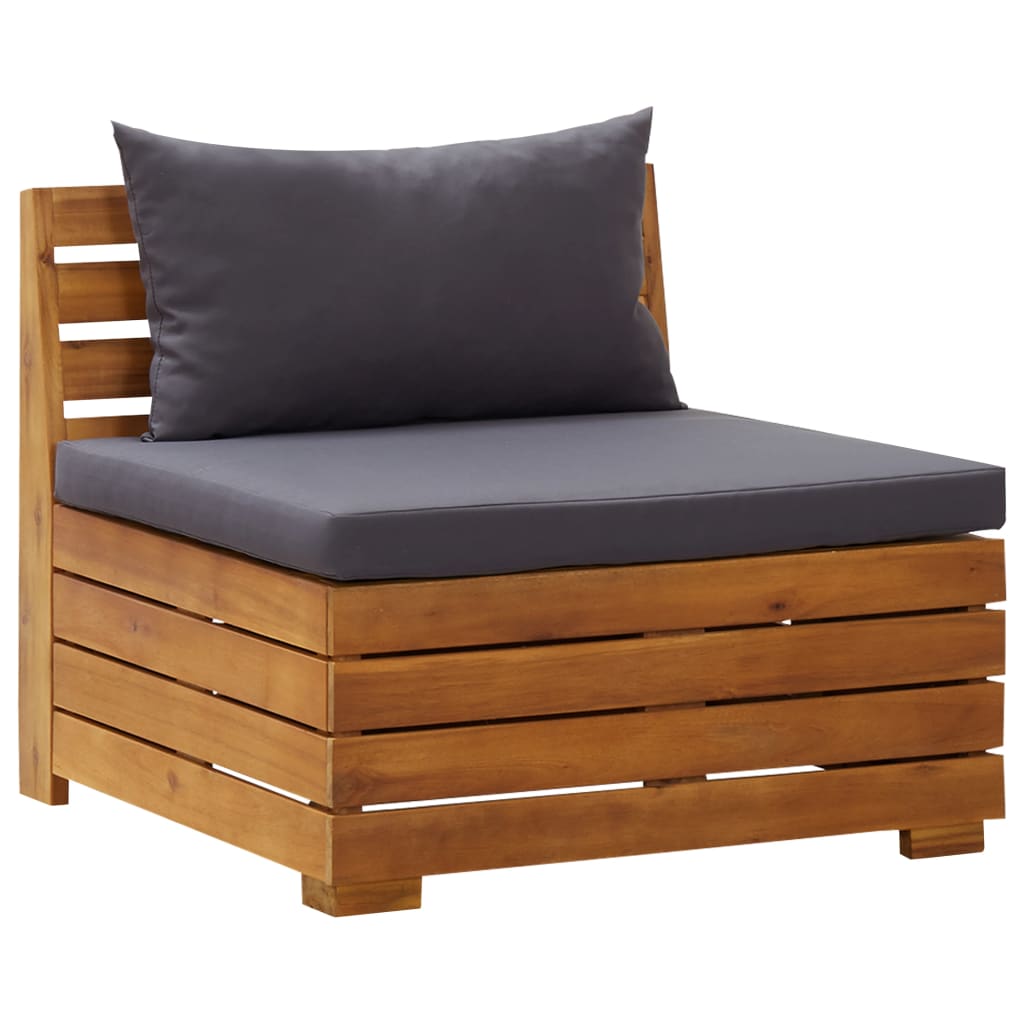 5 Piece Garden Lounge Set with Cushions Acacia Wood Dark Grey
