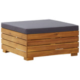 5 Piece Garden Lounge Set with Cushions Acacia Wood Dark Grey - Low Angle