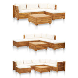 Sectional Footrest 1 pc with Cushion Solid Acacia Wood - Low Angle