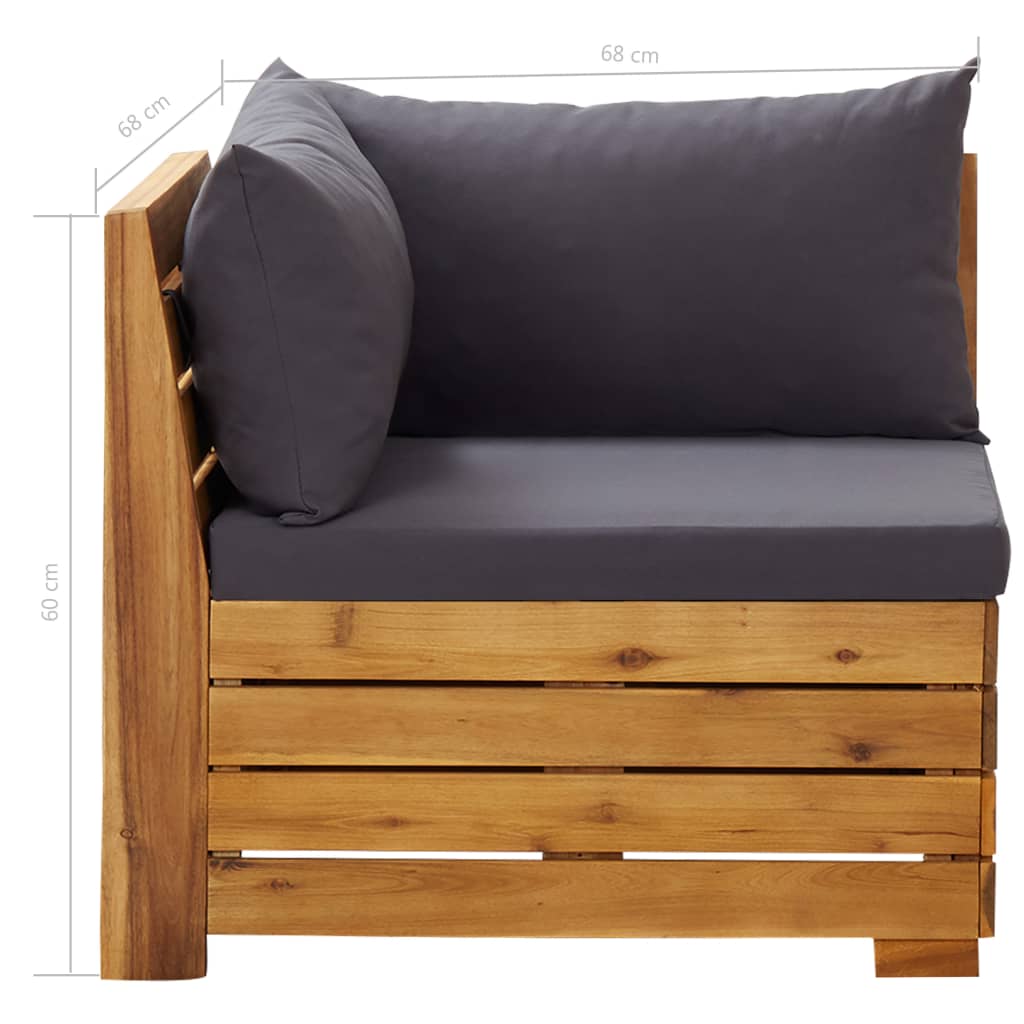 Sectional Corner Sofa 1 pc with Cushions Solid Acacia Wood