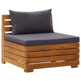 Sectional Middle Sofa 1 pc with Cushions Solid Acacia Wood