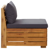 Sectional Middle Sofa 1 pc with Cushions Solid Acacia Wood