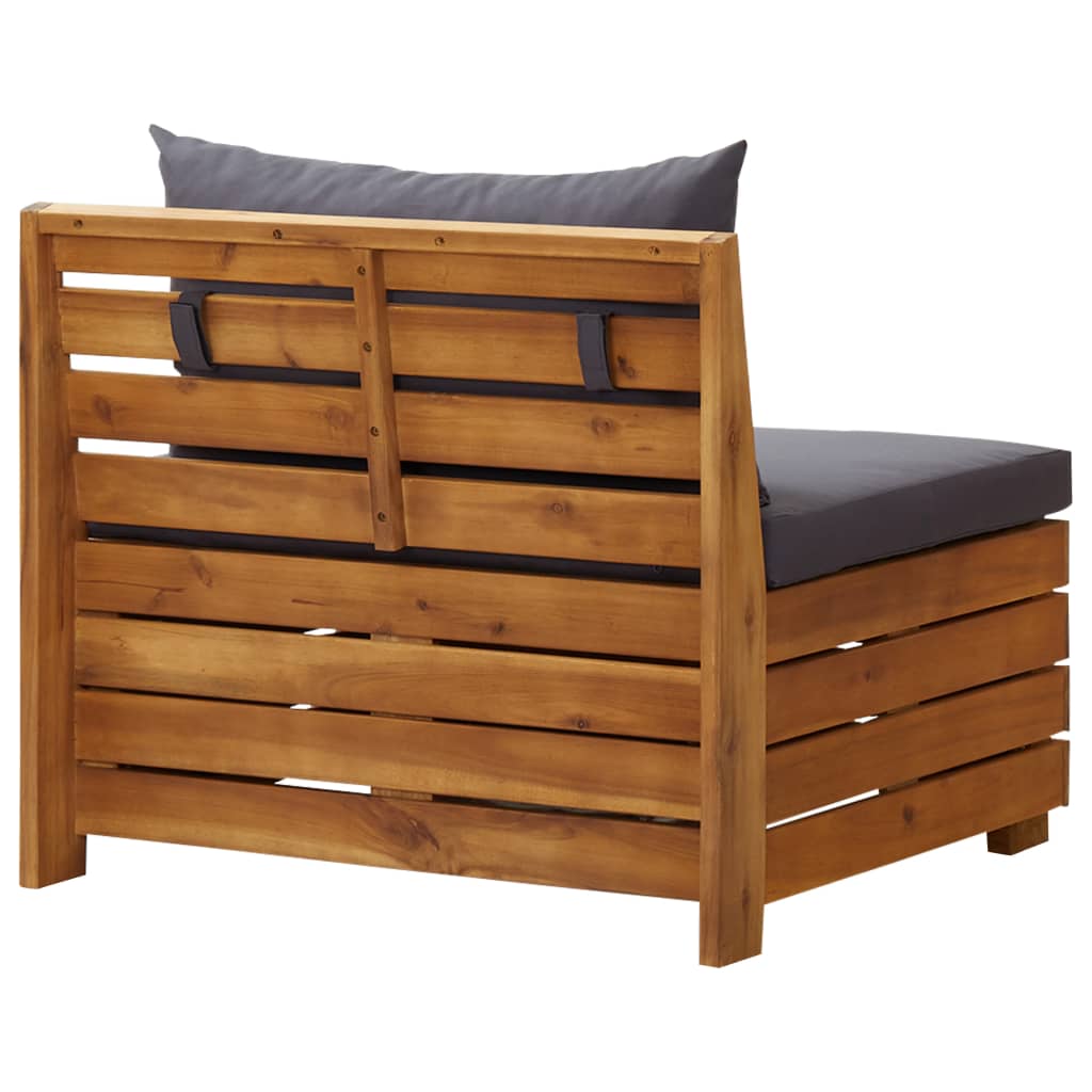Sectional Middle Sofa 1 pc with Cushions Solid Acacia Wood