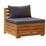 Sectional Middle Sofa 1 pc with Cushions Solid Acacia Wood