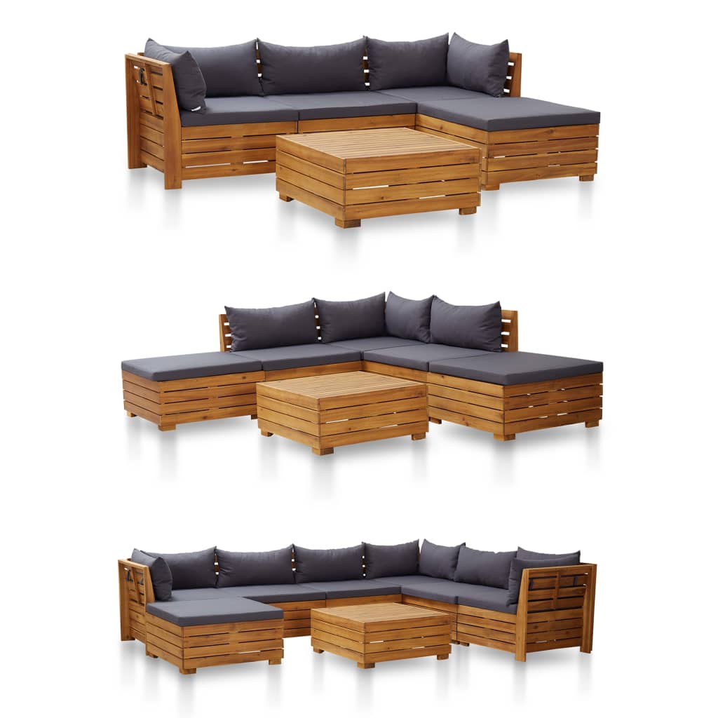 Sectional Middle Sofa 1 pc with Cushions Solid Acacia Wood