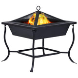 Fire Pit Black 42x42x45 cm Steel - Front View