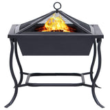 Fire Pit Black 42x42x45 cm Steel - Side View