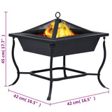 Fire Pit Black 42x42x45 cm Steel - Low Angle