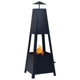 Fire Pit Black 35x35x99 cm Steel - Front View