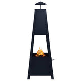 Fire Pit Black 35x35x99 cm Steel - Side View