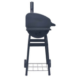 Charcoal BBQ Grill Smoker with Bottom Shelf Black - Side View