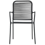Garden Chairs 2 pcs Cotton Rope and Steel Black - Side View