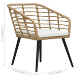 Garden Chairs with Cushions 2 pcs Poly Rattan Oak - Low Angle