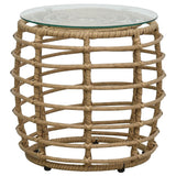 3 Piece Bistro Set Poly Rattan Oak - 45-Degree Angle