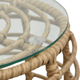 3 Piece Bistro Set Poly Rattan Oak - Rear View