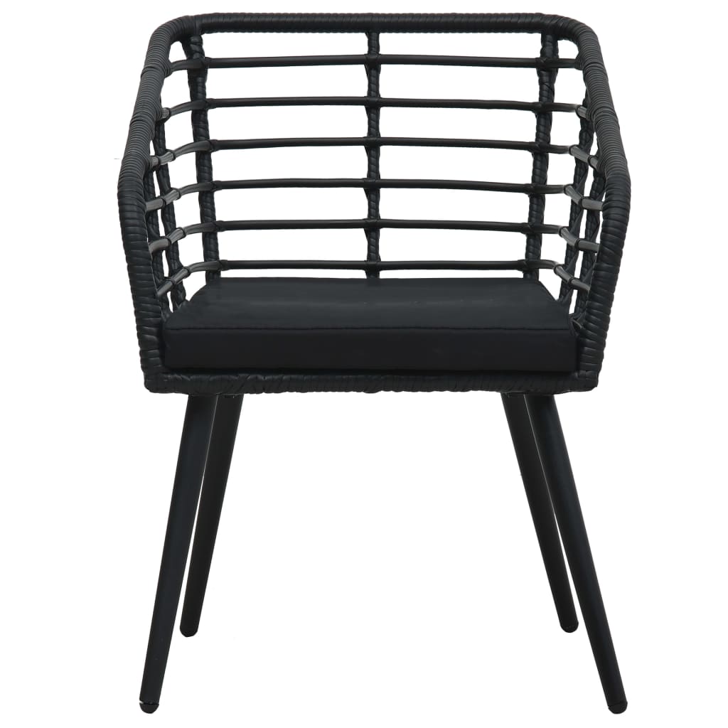 Garden Chairs with Cushions 2 pcs Poly Rattan Black