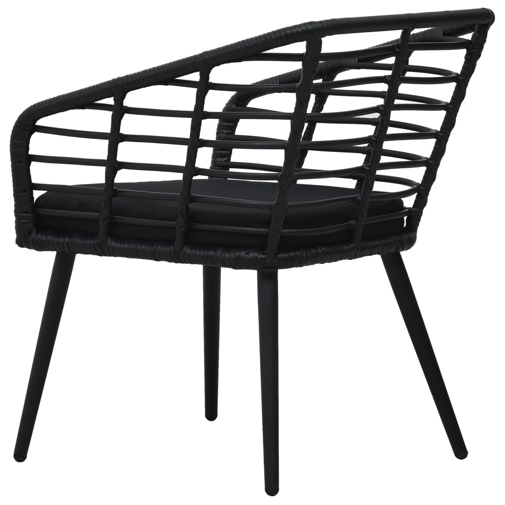Garden Chairs with Cushions 2 pcs Poly Rattan Black