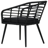Garden Chairs with Cushions 2 pcs Poly Rattan Black - 45-Degree Angle