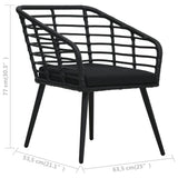 Garden Chairs with Cushions 2 pcs Poly Rattan Black - Low Angle