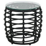 3 Piece Bistro Set Poly Rattan Black - Front View
